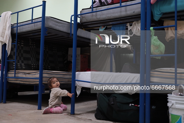 Central American children refugees spend Children's Day in a shelter after being deported by the Paso del Norte international bridge in Ciud...