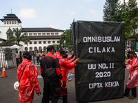 Indonesian workers take part in a May Day rally in Bandung, Indonesia on May, 01, 2021. Protesters across Indonesia have organized rallies t...