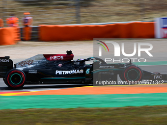 Lewis Hamilton of Mercedes-AMG Petronas F1 Team drive his W12 single-seater during free practice of Portuguese GP, third round of Formula 1...