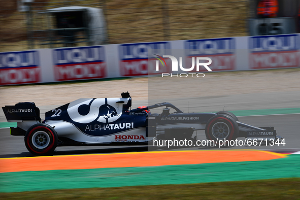 Yuki Tsunoda of Scuderia Alpha Tauri Honda drive his AT02 single-seater during free practice of Portuguese GP, third round of Formula 1 Worl...