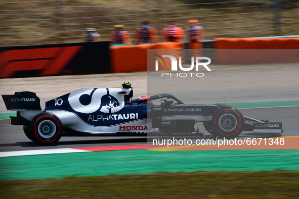Pierre Gasly of Scuderia Alpha Tauri Honda drive his AT02 single-seater during free practice of Portuguese GP, third round of Formula 1 Worl...