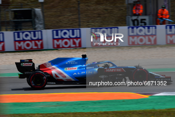 Fernando Alonso of Alpine F1 Team drive his A521 single-seater during free practice of Portuguese GP, third round of Formula 1 World Champio...