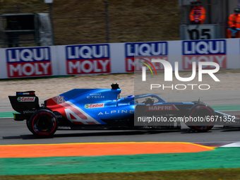 Fernando Alonso of Alpine F1 Team drive his A521 single-seater during free practice of Portuguese GP, third round of Formula 1 World Champio...