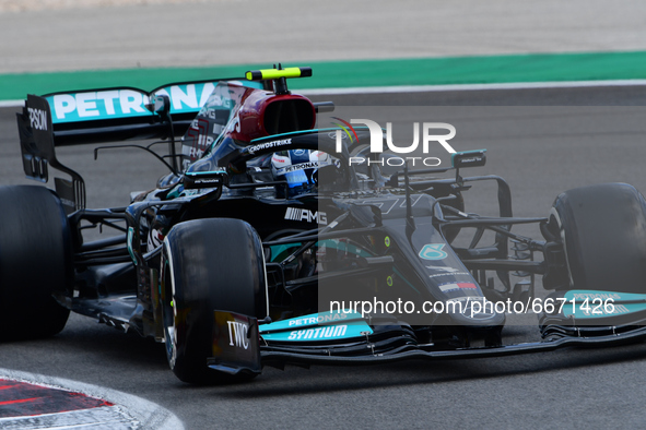Valtteri Bottas of Mercedes-AMG Petronas F1 Team drive his W12 single-seater during free practice of Portuguese GP, third round of Formula 1...