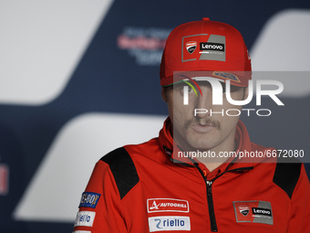 Jack Miller (43) of Australia and Ducati Lenovo Team during the press conference after the qualifying of Gran Premio Red Bull de España at C...