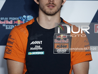 Remy Gardner (#87) of Australia and Red Bull KTM Ajo Kalex during the press conference after the qualifying of Gran Premio Red Bull de Españ...