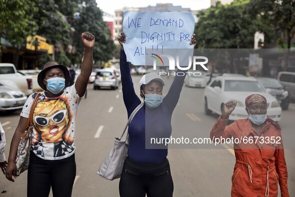 Protest during the International Workers' Day, also known as Labour Day, in Nairobi, Kenya, on may 1, 2021. 