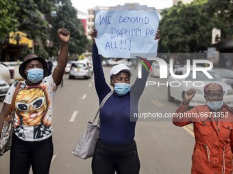 Protest during the International Workers' Day, also known as Labour Day, in Nairobi, Kenya, on may 1, 2021. (