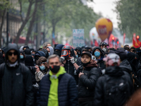 Clashes between protestors and riot police during a demonstration to mark the International Workers Day in Paris, France, on May 1, 2021. (