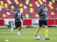  Craig Cathcart of Watford warms up during the Sky Bet Championship match between Brentford and Watford at the Brentford Community Stadium,...