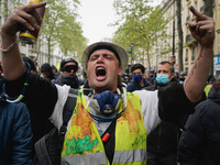 Mass protest in Paris on Saturday, May 1, 2021 (international worker's day) and against the Global Security Law.  In the demonstration there...
