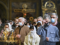 The fifth President of Ukraine Petro Poroshenko during  the Easter Liturgy in the St Michael's Golden-Domed Cathedral in Kyiv, Ukraine, on M...
