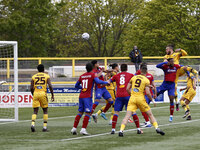  Louis John of Sutton United heads on goal during National League between Sutton United and Aldershot Town at Gander Green Lane, Sutton, Eng...