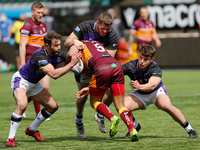 
 Jonny Campbell of Batley Bulldogs runs at the Thunder defence during the BETFRED Championship match between Newcastle Thunder and Batley B...