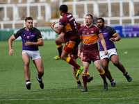 
 Jonny Campbell of Batley Bulldogs fields a high ball during the BETFRED Championship match between Newcastle Thunder and Batley Bulldogs a...