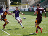 
 Josh Woods of Newcastle Thunder kicks ahead during the BETFRED Championship match between Newcastle Thunder and Batley Bulldogs at Kingsto...