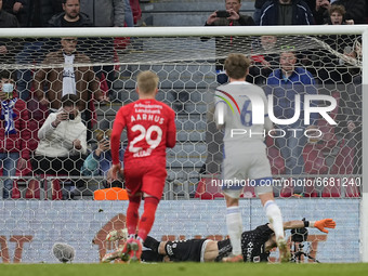 FC Copenhagen’s Jonas Wind scoring their third goal   during the Danish Superliga match between FC Copenhagen and Aarhus AGF at Parken Stadi...