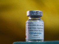  A vial of Bharat Biotech's Covaxin vaccine against Covid-19 is being kept for vaccination drive at a Govt hospital. On May 4, 2021 in Kolka...