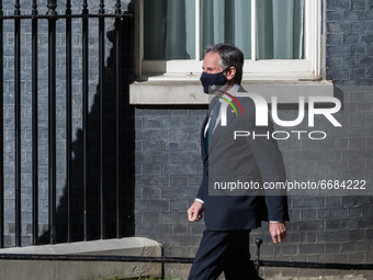 LONDON, UNITED KINGDOM - MAY 04, 2021: U.S. Secretary of State Antony Blinken arrives at 10 Downing Street for talks with British Prime Mini...