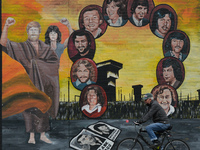 A mural of the hunger strikers, seen in Belfast. 
Today marks the 40th anniversary of Bobby Sands' death. He died on May 5, 1981, at the Maz...