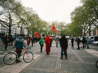 general view of protest against new Assembly prevention act in NRW in Cologne, Germany on May 5, 2021 (