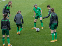 FTC-Telekom players warm-up before the match at Hungarian Women CUP Final 2021 at New Hidegkuti Nándor Stadium on May 05, 2021 in Budapest,...