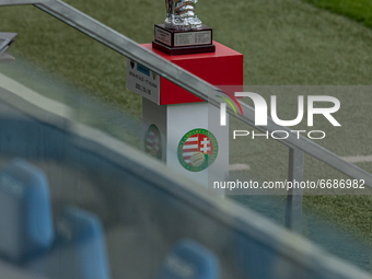 The trophy on display before the match at Hungarian Women CUP Final 2021 at New Hidegkuti Nándor Stadium on May 05, 2021 in Budapest, Hungar...