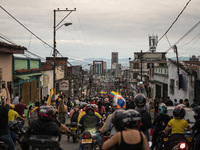 Hundreds of people protest during the national strike in Colombia, after seven days of consecutive marches since last April 28th, in Pereira...