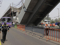 Emergency work zone after a column collapsed on the night of May 3 between Tezonco and Olivos stations of the Metro Collective Transport Sys...