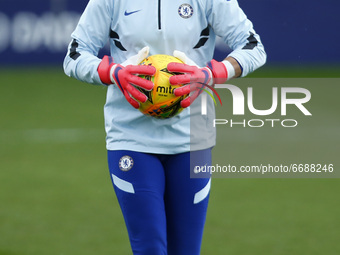 Chelsea Ladies Carly Telford during the pre-match warm-up  during  FA Women's Spur League betweenTottenham Hotspur and Chelsea  at The Hive...