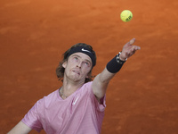 Andrey Rublev of Russia in accion durante  his round of 16 match against John Isner of the United States of America on day eight of the Mutu...