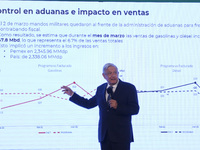 Mexico’s President Andres Manuel Lopez Obrador in his speech during a meet with the media at National Palace on May 6, 2021 in Mexico City,...
