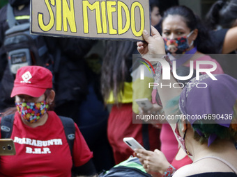 Colombian citizens join a demonstration outside the Colombian embassy in Mexico City, Mexico, on May 6, 2021, to express their anger against...
