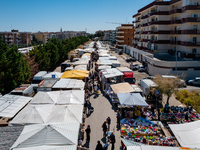 Top view of the weekly market in Molfetta on May 6, 2021.
The weekly market in Molfetta returned to operation on April 28 in the orange zon...