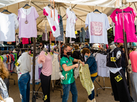 A worker at work in a clothing stall in the weekly market in Molfetta on May 6, 2021.
The weekly market in Molfetta returned to operation o...