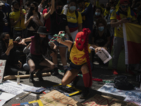 On Friday, May 5, 2021, the Colombian community protested in front of the Colombian consulate in Barcelona, Spain, in support of the protest...