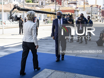 Prime Ministry Antonio Costa and Ursula Von der Leyen President of the European Commission on arrival, at the customs of Porto, on a tour of...