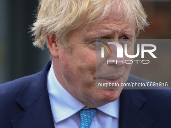 UK Prime Minister Boris Johnson during a visit to Hartlepool, County Durham, UK on 7th May 2021 after the Conservative party won the seat fo...