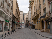 The empty streets in the Eminonu district of Istanbul, Turkey seen on May 7, 2021. The government imposed a 19-day curfew which started on A...