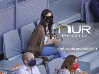 Sandra Gago attended the 2021 ATP Tour Madrid Open tennis tournament singles quarter-final match at the Caja Magica in Madrid on May 7, 2021...