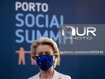 Ursula Von der Leyen President of the European Commission on leaving the Social summit of the European Commission in Porto, at the customs o...