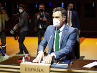 Prime Minister Pedro Sanchez at Informal meeting of Heads of State and Government, at the crystal palace in the city of Porto, on the 8th of...