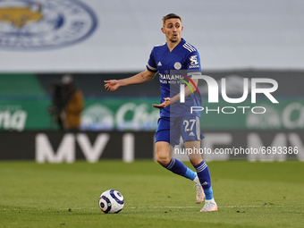 Timothy Castagne of Leicester City gestures during the Premier League match between Leicester City and Newcastle United at the King Power St...