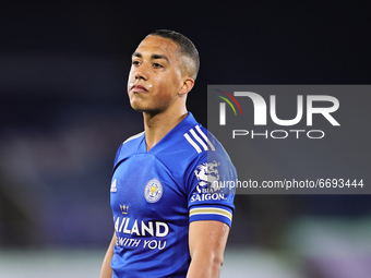 Youri Tielemans of Leicester City looks on during the Premier League match between Leicester City and Newcastle United at the King Power Sta...