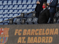 Barcelona president Joan Laporta during the La Liga Santander match between FC Barcelona and Atletico de Madrid at Camp Nou on May 8, 2021 i...