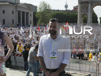 Alessandro Zan is seen at Demonstration in favor of DDL Zan which aims to protect verbal and physical aggression towards homosexuals and dis...
