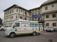Hajj house coverted into a a temporary Covid-19 hospital in Srinagar, Indian Administered Kashmir on 08 May 2021. A Local NGO Athrout has co...
