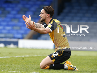 Newport County's Liam Shephard can't believe its a penalty  during Sky Bet League Two between Southend United and Newport Countyat Roots Hal...