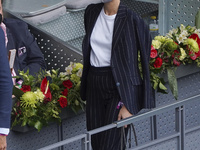 Sandra Gago attended the 2021 ATP Tour Madrid Open tennis match at the Caja Magica in Madrid on May 8, 2021 spain (