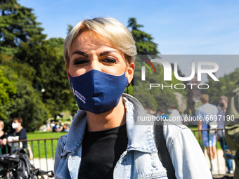 Francesca Pascale attends the Demonstration To Approve Zan DDL which aims to protect verbal and physical aggression towards homosexuals and...